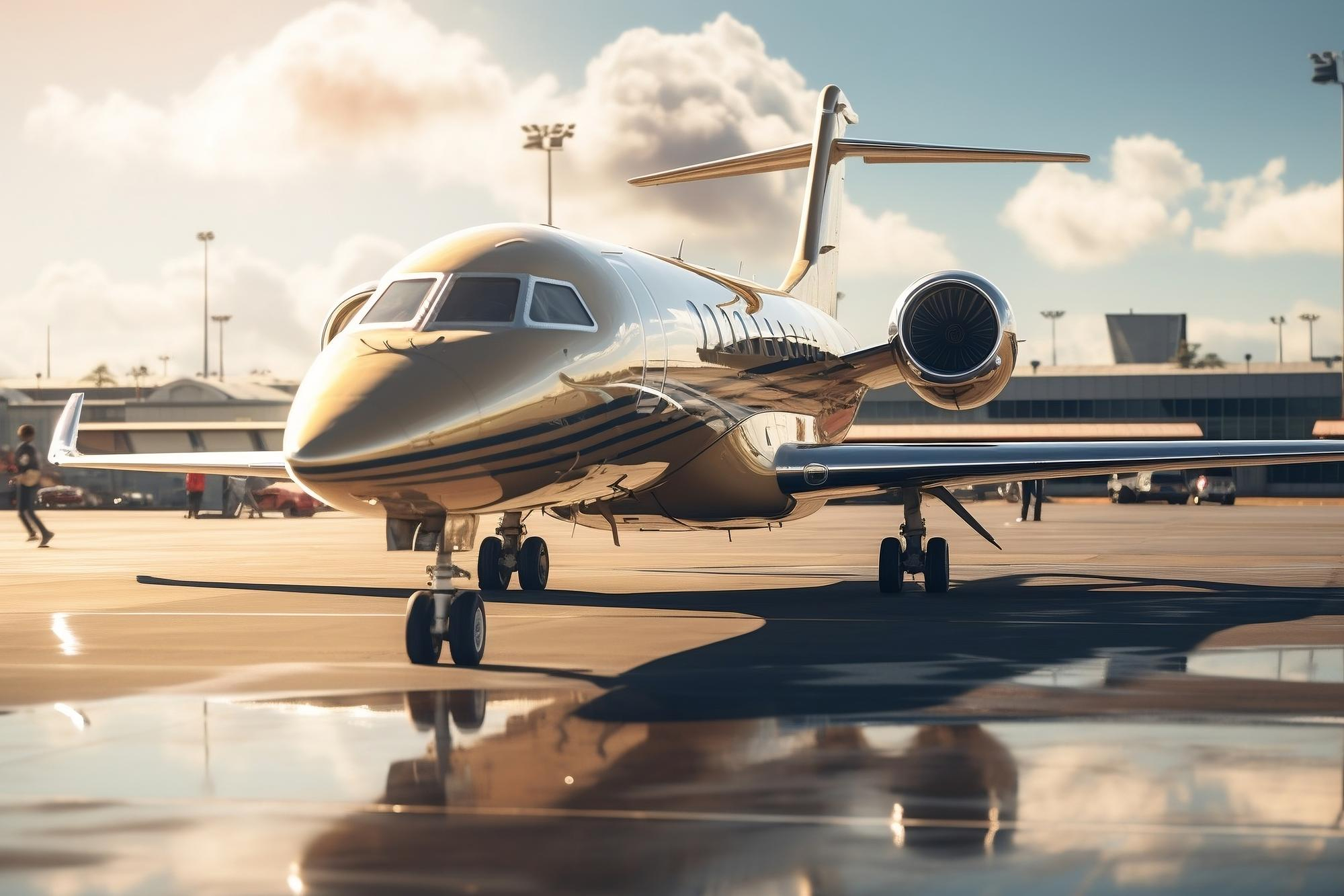 luxurious-private-jet-parked-ground-generative-ai